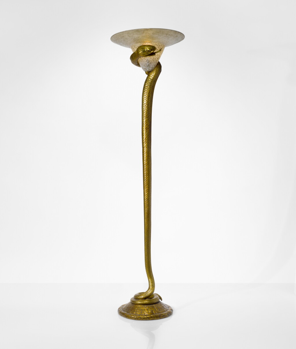 View full screen - View 1 of Lot 56. EDGAR BRANDT AND DAUM | "LA TENTATION" FLOOR LAMP.