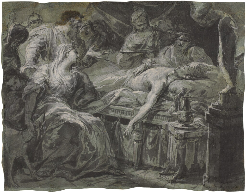 Voir en plein écran - Voir 1 du lot 46. Recto: The Death of Hector Verso: Two Battling Figures with Shields and Swords.