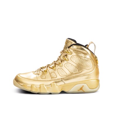 View full screen - View 1 of Lot 805. Nike Air Jordan 9 Retro 'Usher Gold Chrome' Sample | Size 7.