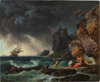 View full screen - View 1 of Lot 94. Circle of Joseph Vernet, The shipwreck | Entourage de Joseph Vernet, Le naufrage.