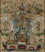 Petit tangka représentant Padmasambhava Dynastie Qing, XVIIIE siècle | 清十八世紀 刺繡蓮花生大士唐卡 | A small embroidered silk thangka depicting Padmasambhava, Qing Dynasty, 18th century