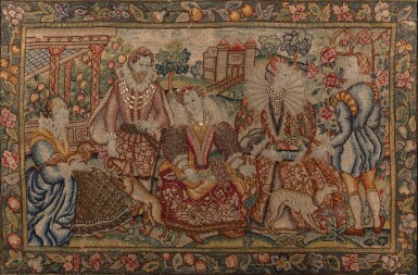 View full screen - View 1 of Lot 537. An English petit-point needlework panel, 17th century .