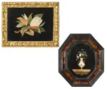 Two Italian pietre dure panels, Florence, the panel with branch, late 19th century; the panel with a vase by Leopoldo Menegatti, first half 20th century