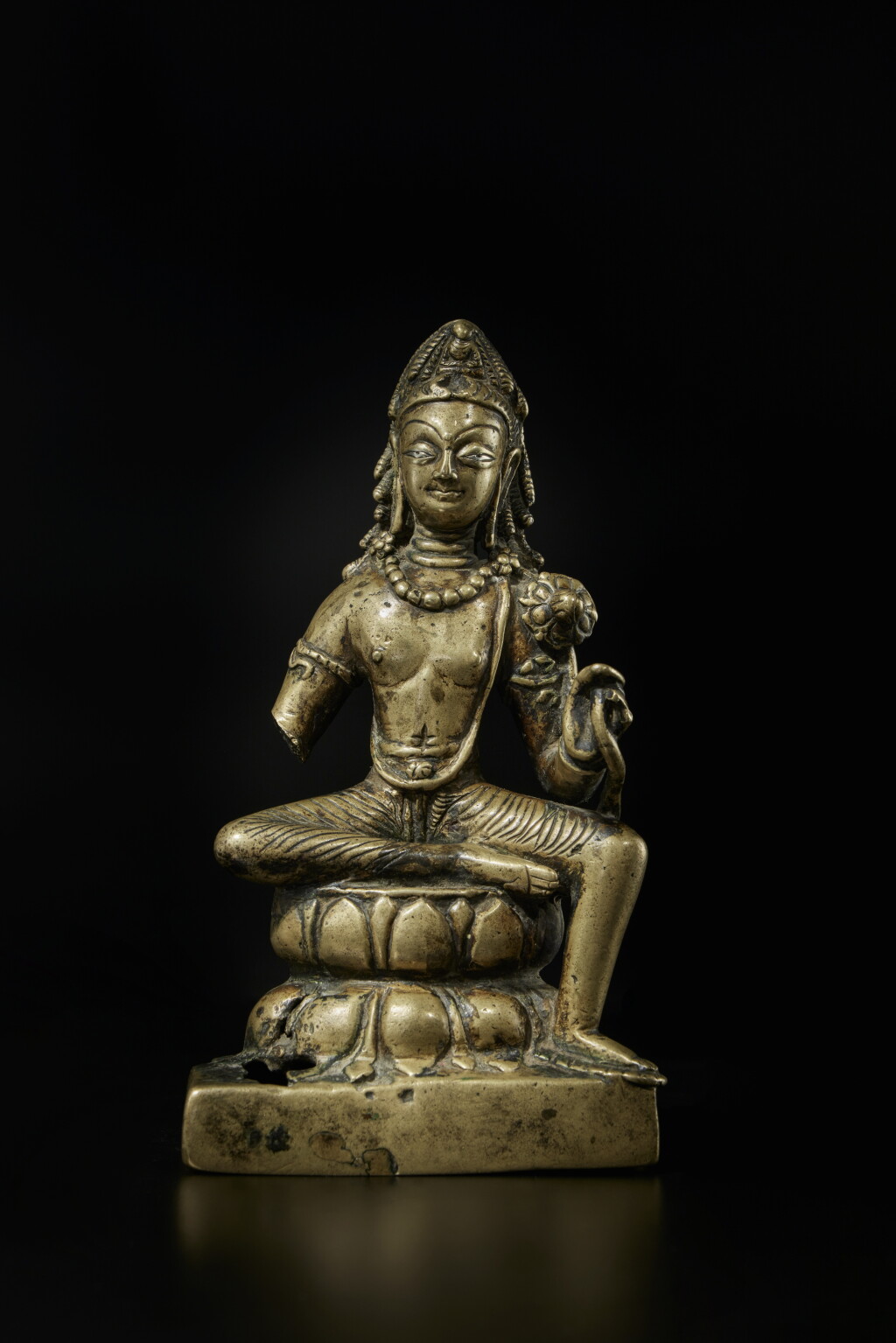 View full screen - View 1 of Lot 815. A silver-inlaid bronze figure of Khasarpana Lokeshvara, Pakistan, Swat Valley, 8th century.