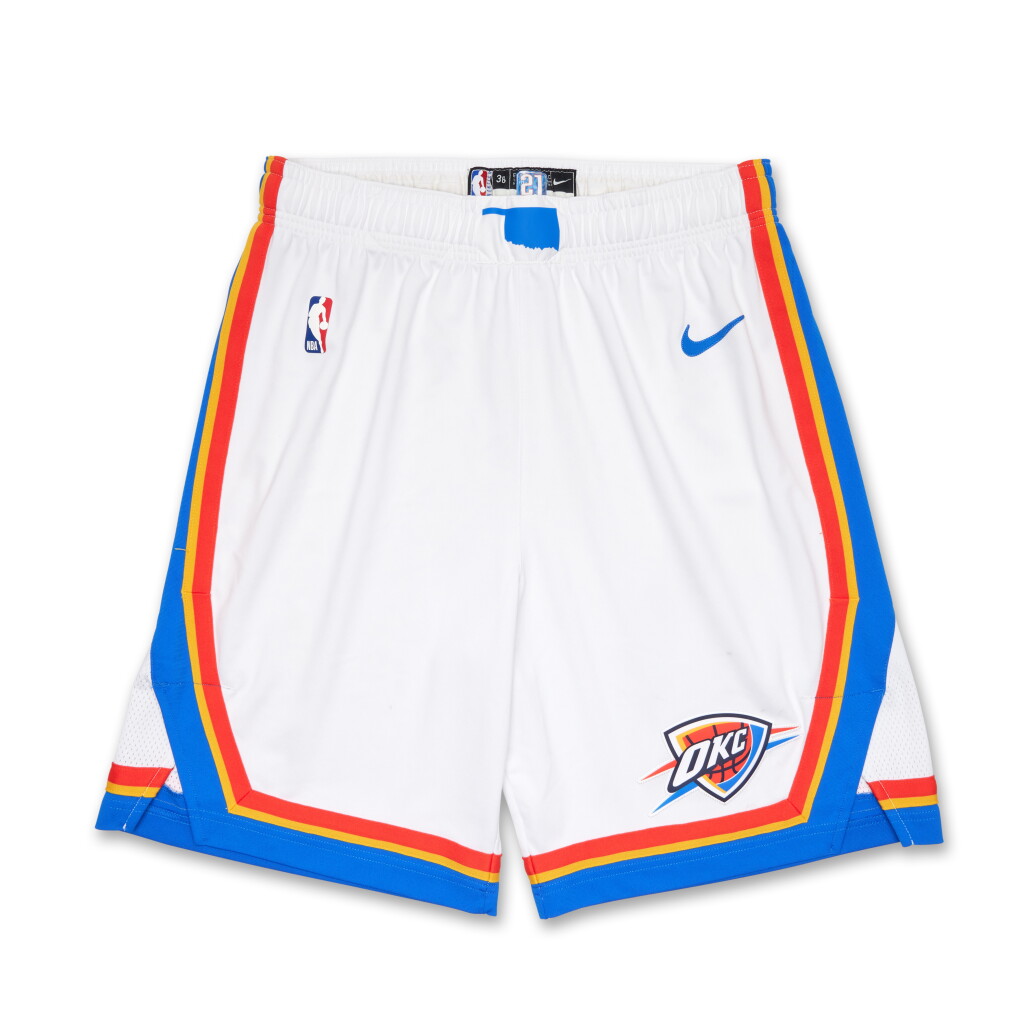 View full screen - View 1 of Lot 65. Aaron Wiggins ‘NBA Finals Debut’ Oklahoma City Thunder 2025 NBA Finals Game Worn Association Edition Shorts | Game 1 | 'Championship Run'.