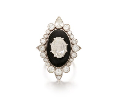 View full screen - View 1 of Lot 13. DIAMOND AND ENAMEL RING (ANELLO IN DIAMANTI E SMALTO) .
