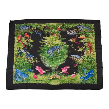 View full screen - View 1 of Lot 128. HERMÈS | "EQUATEUR" SILK TWILL SCARF 90CM.