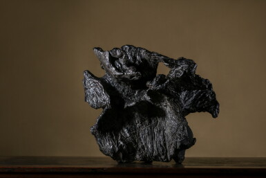 View full screen - View 1 of Lot 1519. Mythical Lingzhi A black Lingbi scholar’s rock, Northern Song dynasty, inscribed by Mi Fu | 北宋 米芾銘玄芝岫 靈璧石.
