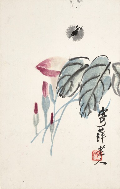 View full screen - View 1 of Lot 3144. 齊白石 牽牛蜜蜂 | Qi Baishi, Morning Glory and a Bee.