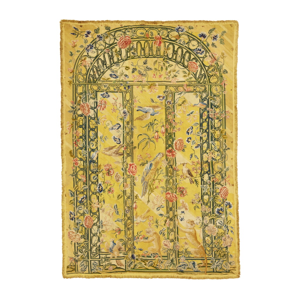 View full screen - View 1 of Lot 1742. A Louis XV Needlework Singerie Hanging, Mid-18th Century.