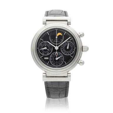 View full screen - View 1 of Lot 8069. Da Vinci, Reference IW3750-28 | A white gold perpetual calendar chronograph wristwatch with moon phases and digital year display, Circa 2002 | 萬國 | 達文西系列 型號IW3750-28 | 白金萬年曆計時腕錶,備月相及數位年份顯示,約2002年製.