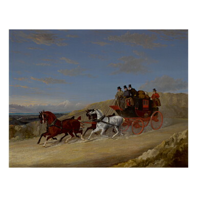 View full screen - View 1 of Lot 448. JOHN FREDERICK HERRING SR. | THE LONDON-TO-EDINBURGH ROYAL MAIL COACH RACING DOWNHILL .