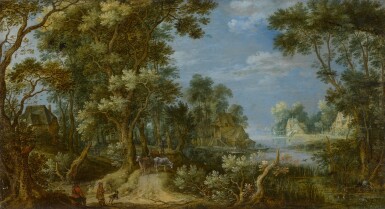 View full screen - View 1 of Lot 122. River landscape with cows.