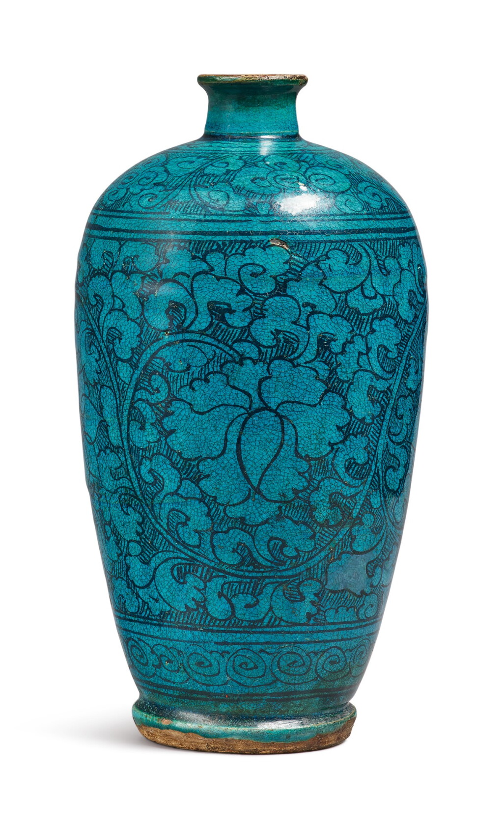 View full screen - View 1 of Lot 1068. A TURQUOISE-GLAZED 'CIZHOU' 'FLORAL' MEIPING, YUAN / MING DYNASTY.