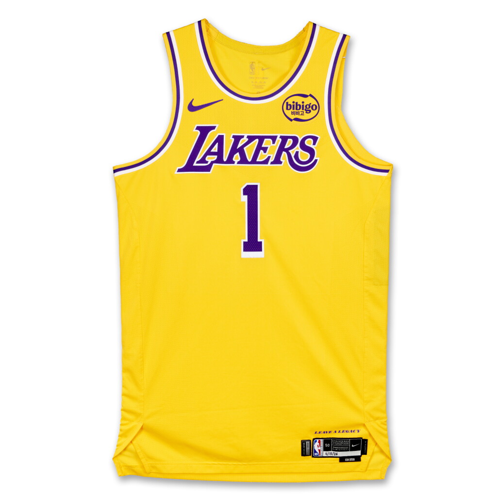 View full screen - View 1 of Lot 25. Adou Thiero Los Angeles Lakers 2026 NBA Playoffs Western Conference Round 1 Game Issued Icon Edition Jersey | Game 1 .