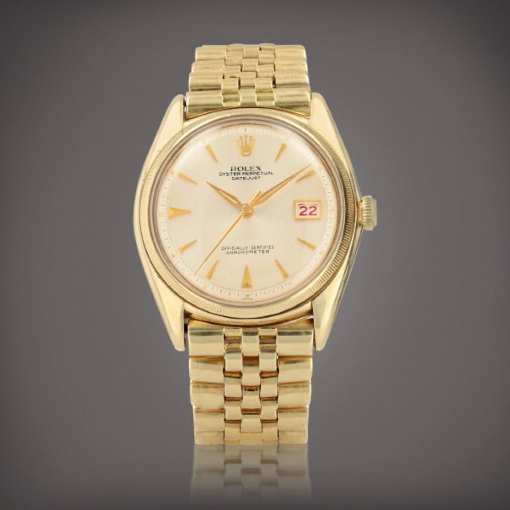 Voir en plein écran - Voir 1 du lot 139. 'Ovettone' Datejust, reference 4467 Montre bracelet en or jaune avec date et bracelet | Yellow gold wristwatch with date and bracelet Vers 1947 | Circa 1947.