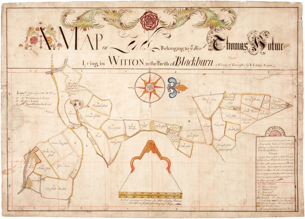 View full screen - View 1 of Lot 30. ENGLAND, ESTATE PLAN | A decorative 18th-century manuscript plan of Witton, Lancashire.