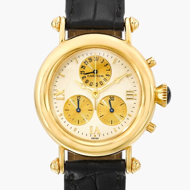 View full screen - View 1 of Lot 314. Diabolo, Reference 1400 0 | A yellow gold chronograph wristwatch with date | Circa 1990.