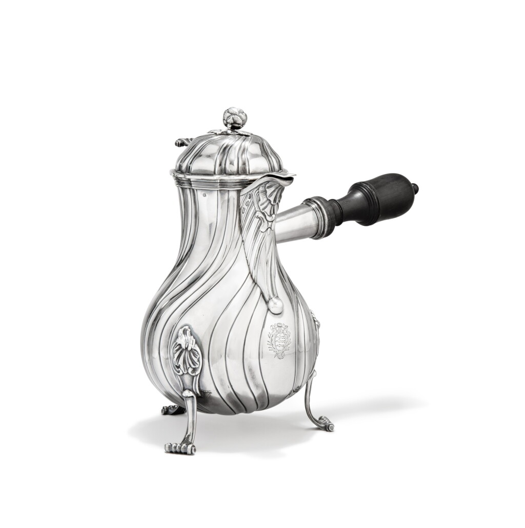 View full screen - View 1 of Lot 74. A large silver chocolate-pot, Adrien Joseph Lemesre, Lille, 1775-1776 | Grande chocolatière en argent par Adrien Joseph Lemesre, Lille, 1775-1776.