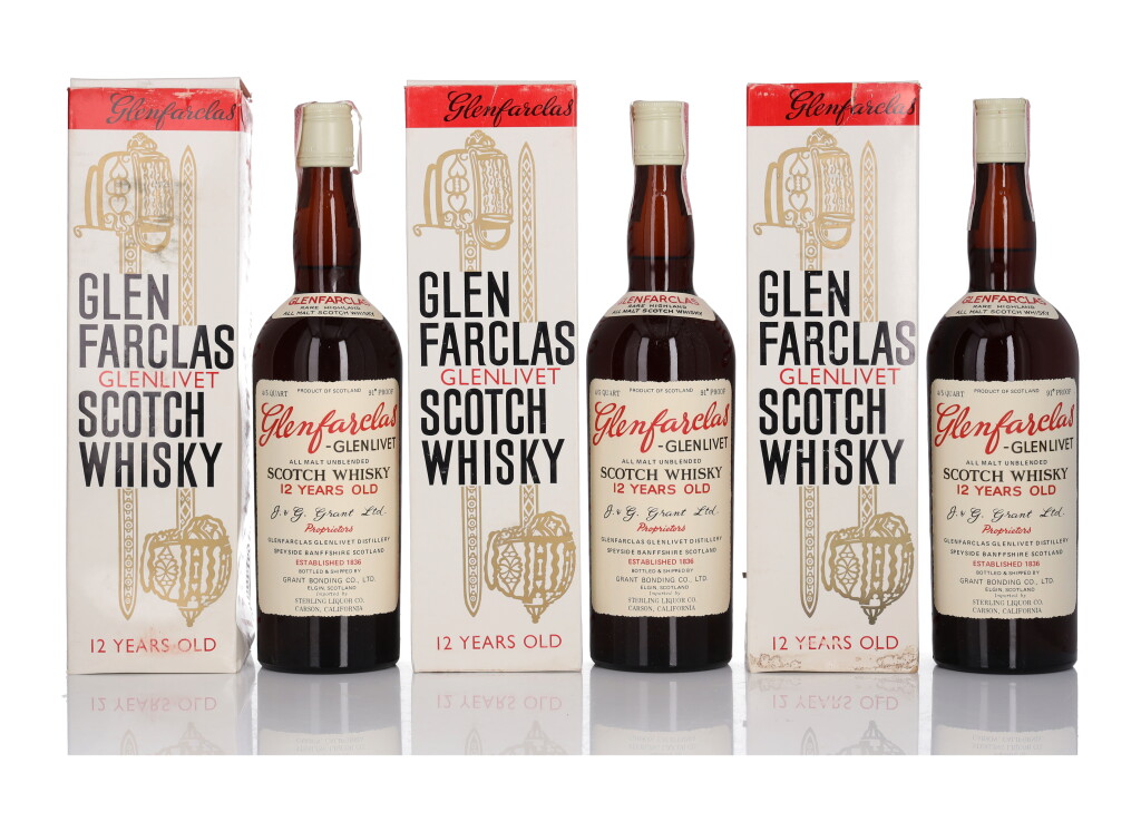 View full screen - View 1 of Lot 123. Glenfarclas-Glenlivet 12 Year Old 91 Proof NV (3 Bottles 4/5 Quart).