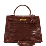 Hermès Vintage Miel Shiny Crocodile Sellier Kelly 35cm Gold Hardware