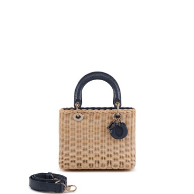 View full screen - View 1 of Lot 155. Limited Edition Blue Crocodile and Natural Osier Wicker Lady Dior Medium Gold Hardware, 2026.