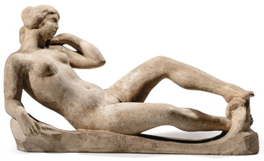 View full screen - View 1 of Lot 46. ARISTIDE MAILLOL | JEUNE FILLE COUCHÉE (ETUDE POUR "LE MONUMENT À PAUL CÉZANNE").