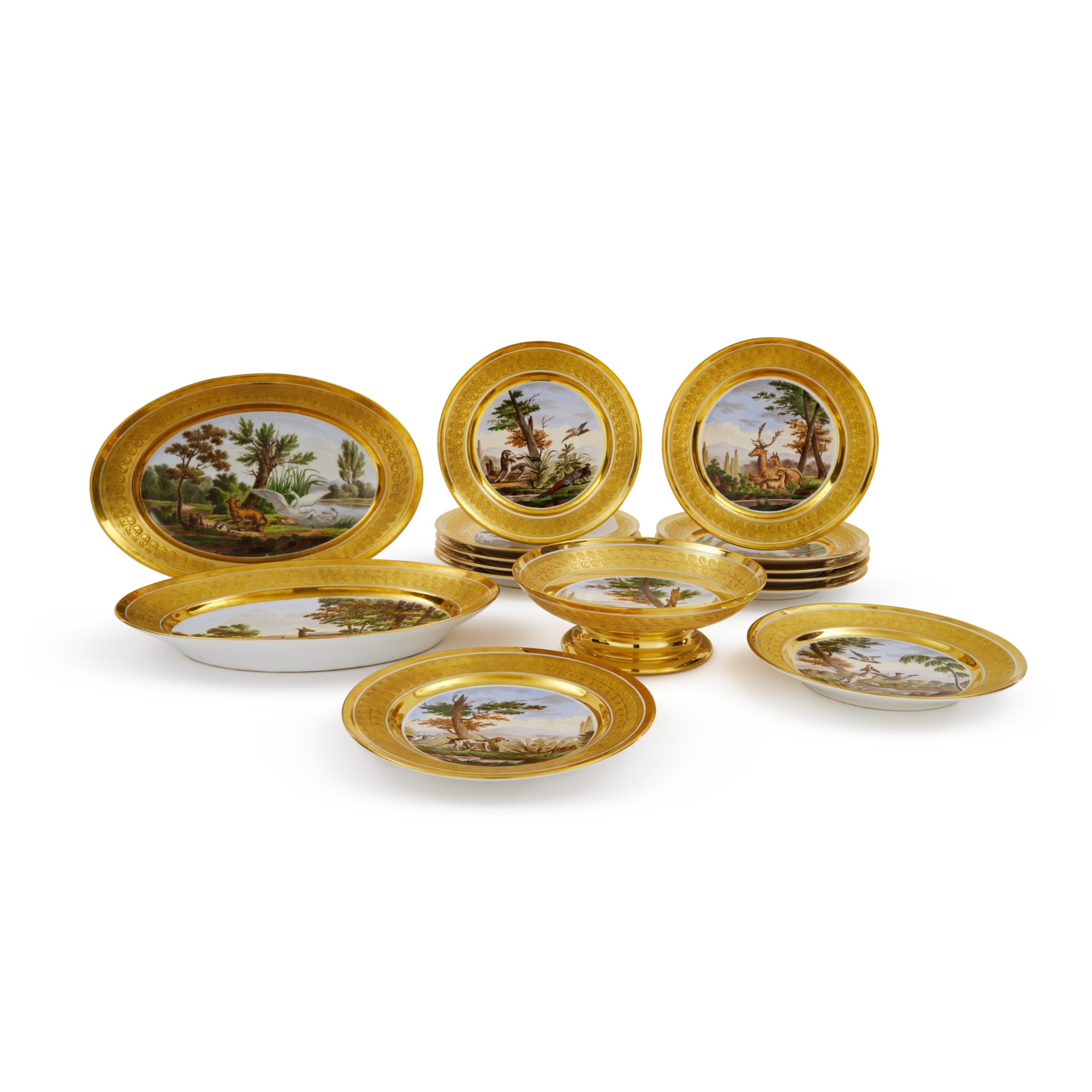 A Paris Schoelcher Porcelain Part Dessert Service Early 19th Century a-paris-schoelcher-porcelain-part-dessert-service-early-19th-century