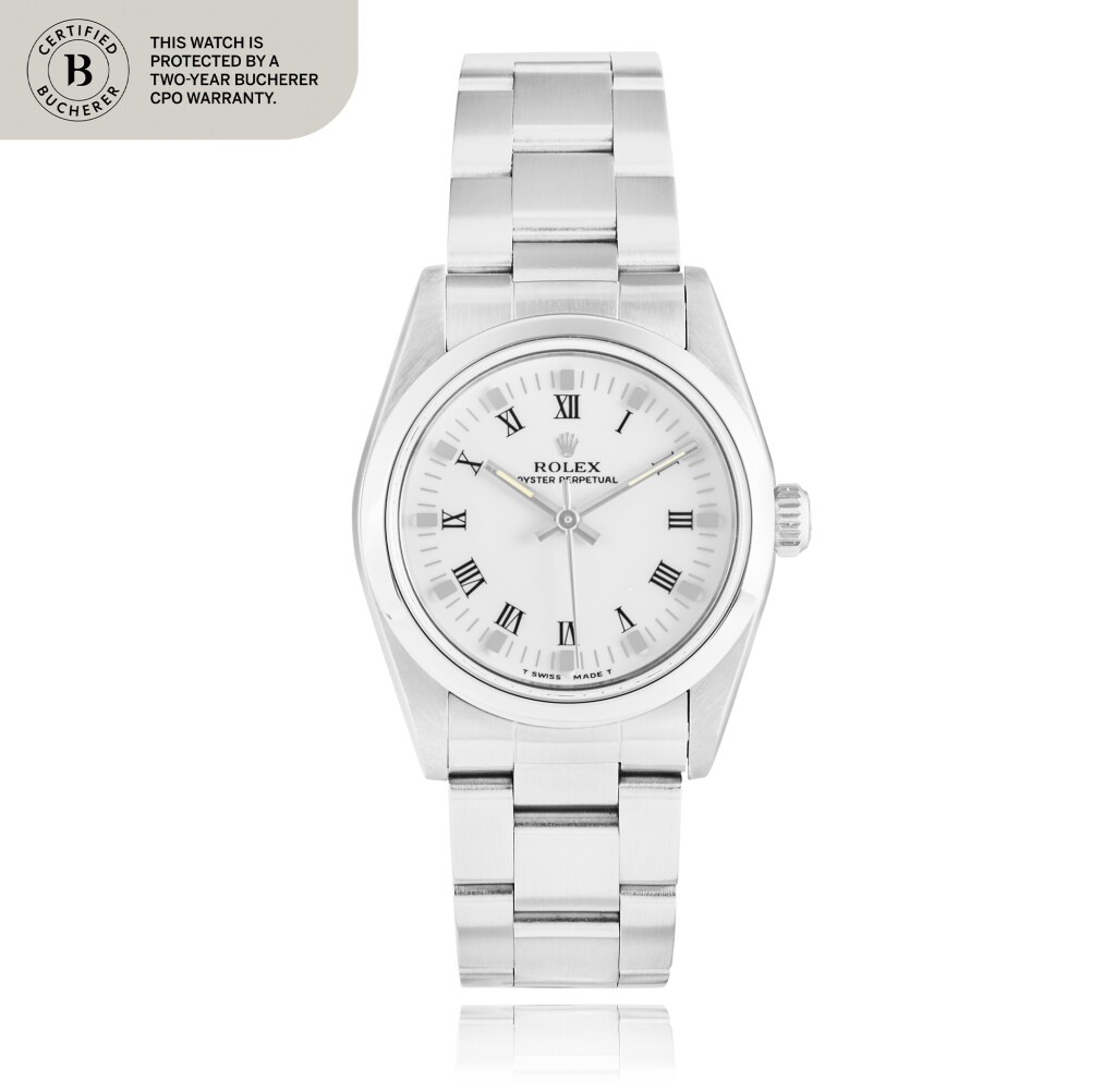 View full screen - View 1 of Lot 67. Oyster Perpetual, Ref. 67480 Stainless steel wristwatch Circa 1996.