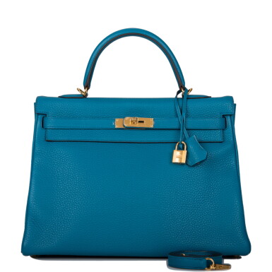 View full screen - View 1 of Lot 88. Blue Izmir Retourne Kelly 35cm in Togo Leather with Gold Hardware, 2013.