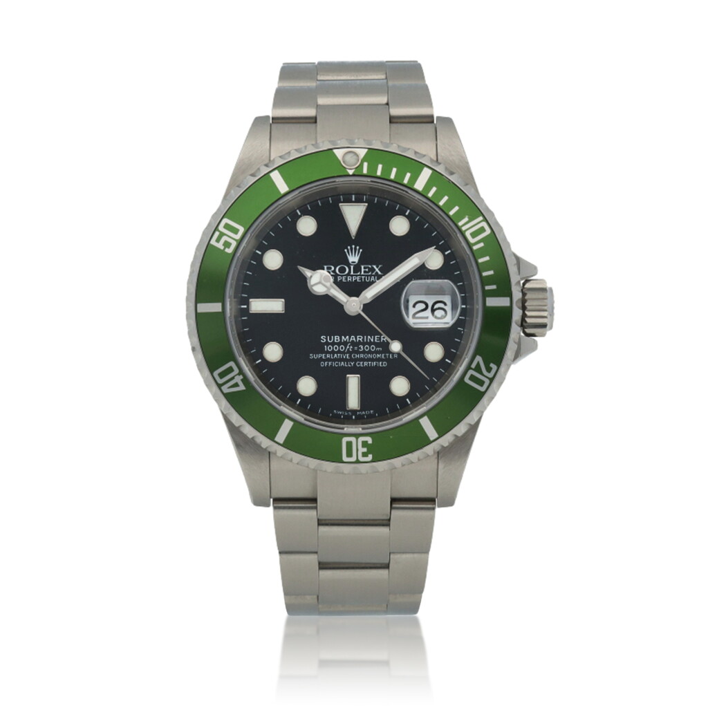 View full screen - View 1 of Lot 444. ‘Kermit’ Submariner, Ref. 16610T Stainless steel wristwatch Circa 2004.