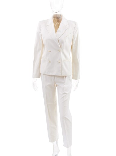 View full screen - View 1 of Lot 162. CHANEL | OFF-WHITE SUIT .