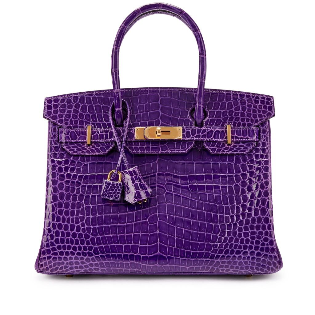 Voir en plein écran - Voir 1 du lot 9704. Important Private Collection: Ultraviolet Shiny Porosus Crocodile Birkin 30 Gold Hardware, 2018.