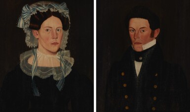 View full screen - View 1 of Lot 152. Pair of Portraits: Origen Brigham Herrick and Anna Scoville Herrick.