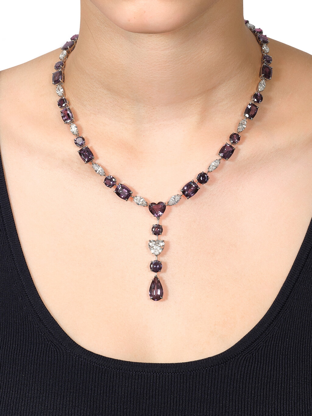 View full screen - View 1 of Lot 1903. Alexandrite and Diamond Pendent Necklace | 天然「巴西」亞歷山大變色石 配 鑽石 項鏈 (亞歷山大變色石共重約50.59克拉).