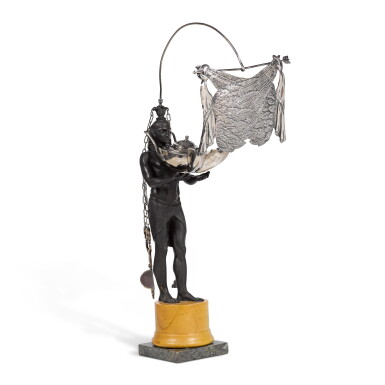 View full screen - View 1 of Lot 1031. An Italian Silver and Bronze Library Lamp, Maker's mark G.F. Probably for Girolamo Francescoli, Rome, Circa 1810.