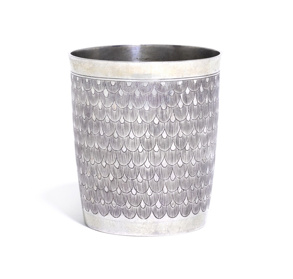 View full screen - View 1 of Lot 26. A silver-gilt beaker, maker’s mark DS, town mark a pineapple and standard 13, probably Hungarian, circa 1700.