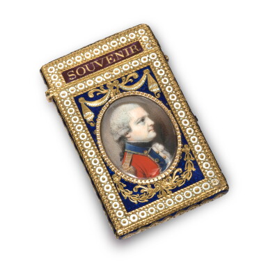 View full screen - View 1 of Lot 1211. A small gold, enamel and ivory souvenir, probably English, 1775.