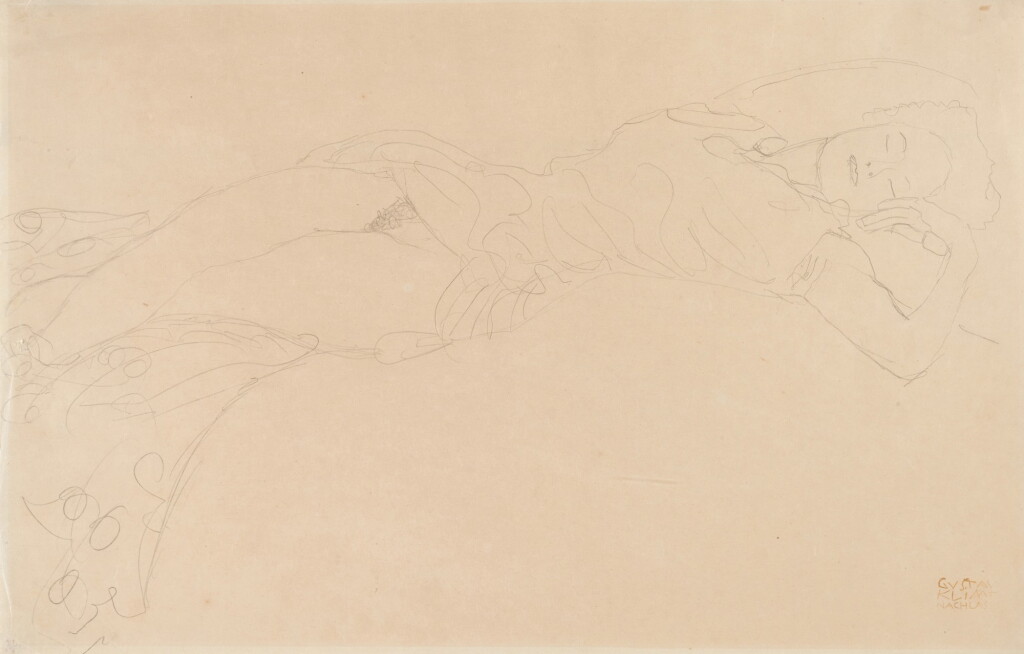 View full screen - View 1 of Lot 353. Liegender Halbakt nach rechts (Half-nude reclining to the right).
