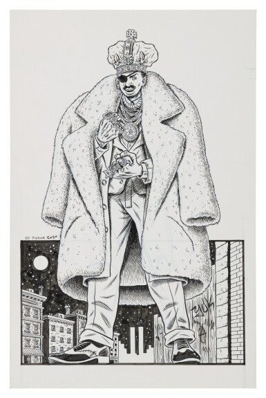 View full screen - View 1 of Lot 62. ED PISKOR | "Slick Rick". Original art for pin-up in volume 2 of "The Hip Hop Family Tree", 2015.