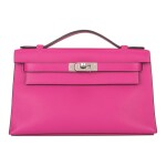 Hermès Rose Pourpre Mini Kelly Pochette of Swift Leather with Palladium Hardware