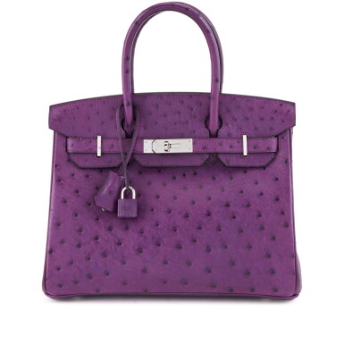 View full screen - View 1 of Lot 57. Violine Ostrich Birkin 30 Palladium Hardware, 2018.