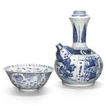 A blue and white kendi, Ming dynasty, Wanli period