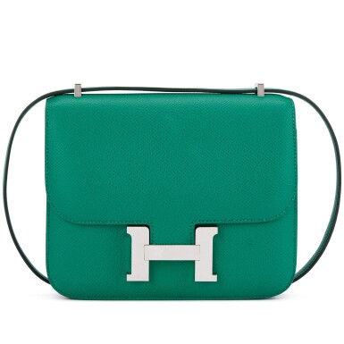 View full screen - View 1 of Lot 595. Vert Jade Epsom Mini Constance 18 Palladium Hardware, 2022.
