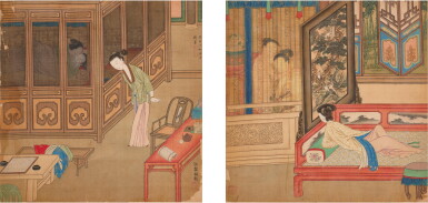 View full screen - View 1 of Lot 3096. 佚名(清) 春宮圖|Anonymous (Qing dynasty), Erotic Painting.