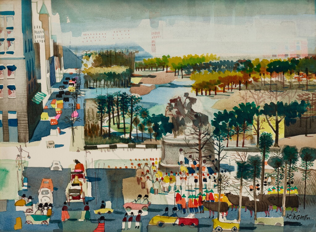 View full screen - View 1 of Lot 2021. Dong Kingman 曾景文 | Central Park Parade 中央公園遊行.