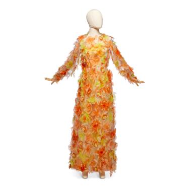 View full screen - View 1 of Lot 60. Tulle Evening Gown Covered in Silk Flowers, Spring-Summer 1970.