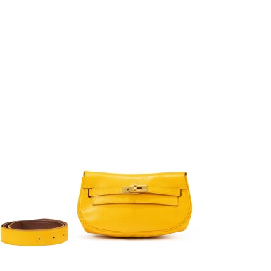 View full screen - View 1 of Lot 436. Jaune d'Or Courchevel Banana Kelly Belt Gold Hardware, 1996.