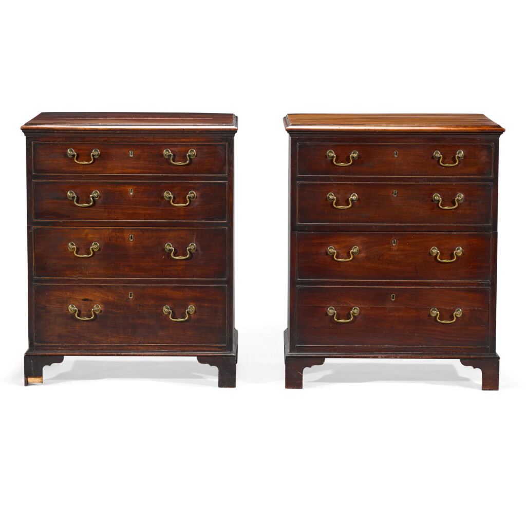 View full screen - View 1 of Lot 50. A pair of George III mahogany bedside commodes by Gillows, 1788.