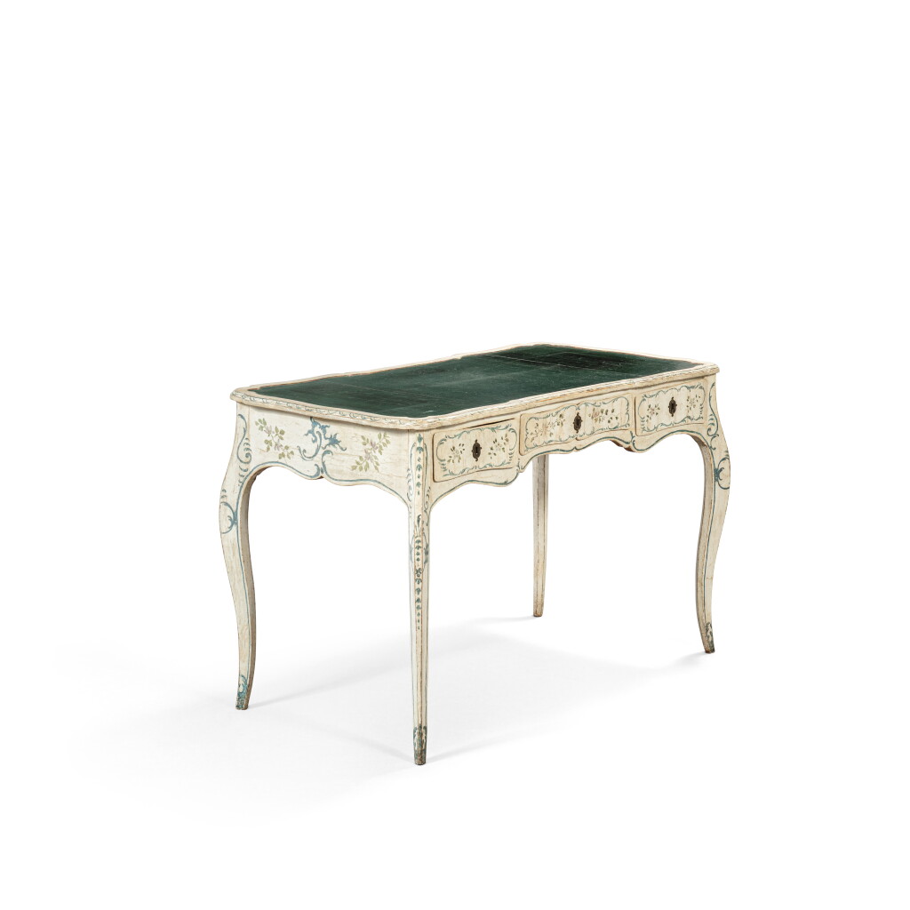 View full screen - View 1 of Lot 58. An Italian polychrome lacquered wood bureau plat, Genoa, circa 1750.